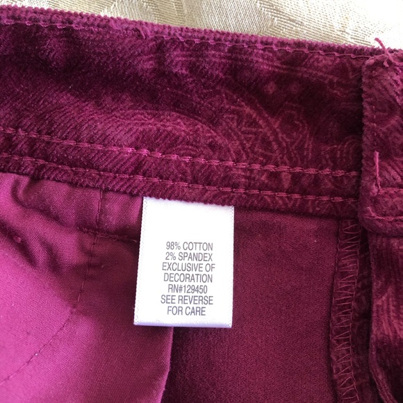 ELLE PAISLEY CORDUROY STRAIGHT LEG PANTS - Picture 3 of 10